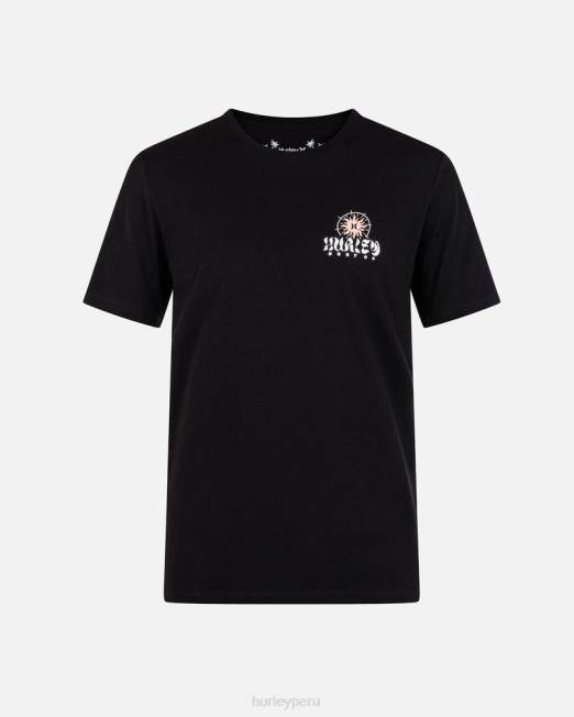hombres Hurley negro camiseta de manga corta con ranura cósmica para todos los días ropa 8L2D19