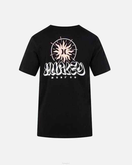 hombres Hurley negro camiseta de manga corta con ranura cósmica para todos los días ropa 8L2D19