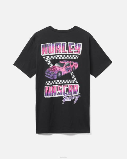 hombres Hurley negro camiseta de manga corta nascar x cotidiana más rápida ropa 8L2D267
