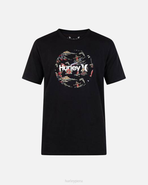 hombres Hurley negro camiseta de manga corta para todos los días de la ciudad y el campo ropa 8L2D31