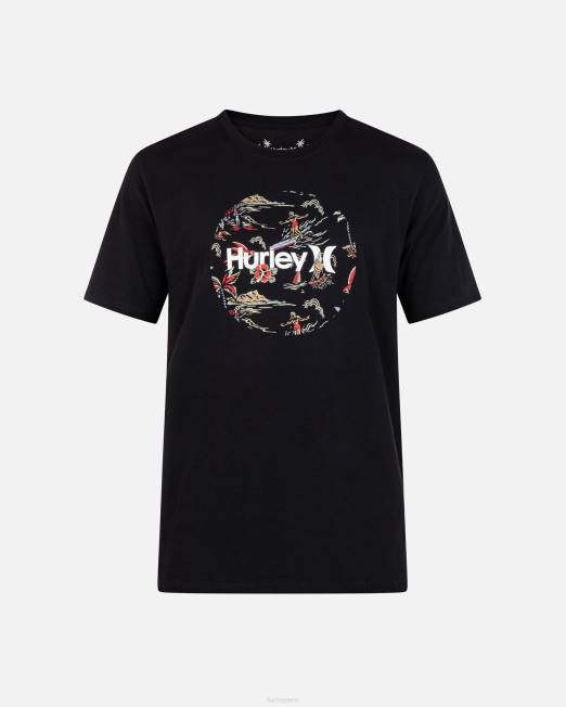 hombres Hurley negro camiseta de manga corta para todos los días de la ciudad y el campo ropa 8L2D31