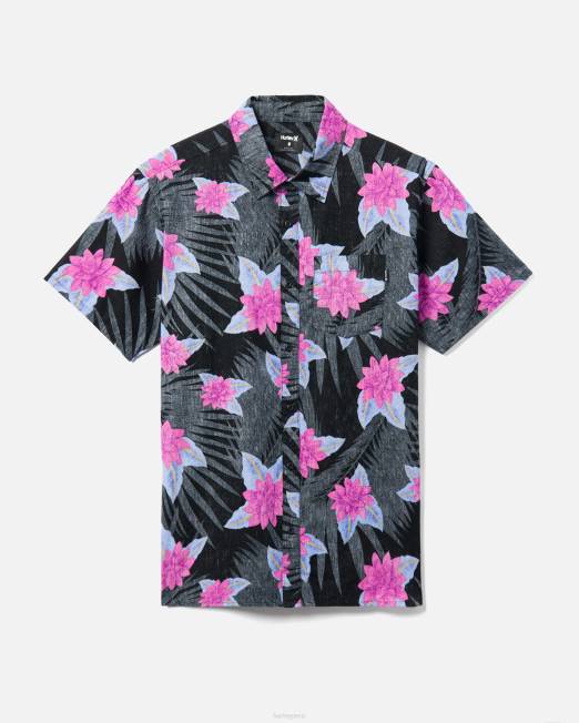 hombres Hurley negro camiseta orgánica con cuña ropa 8L2D307