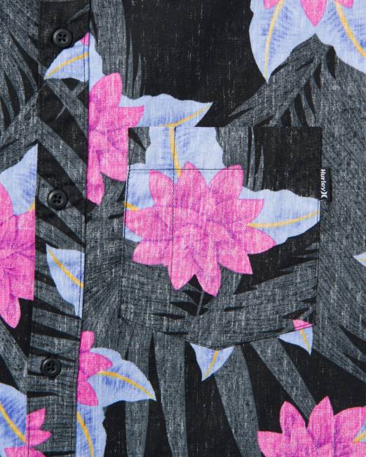 hombres Hurley negro camiseta orgánica con cuña ropa 8L2D307