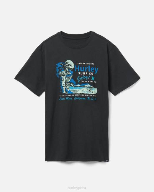 hombres Hurley negro camiseta waikiki tiki de todos los días ropa 8L2D378