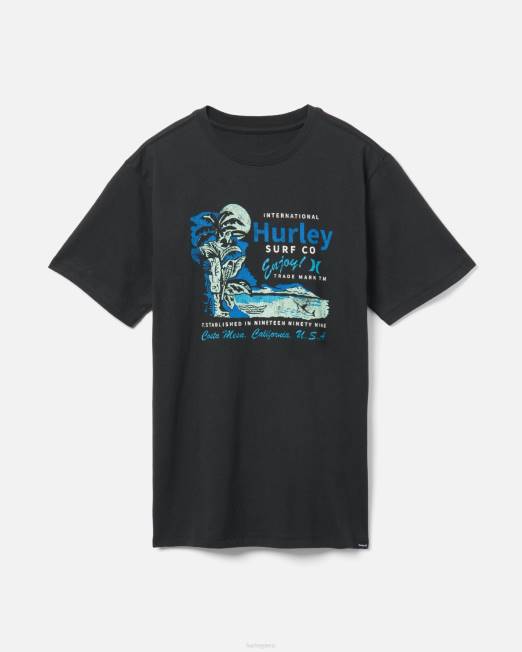 hombres Hurley negro camiseta waikiki tiki de todos los días ropa 8L2D378