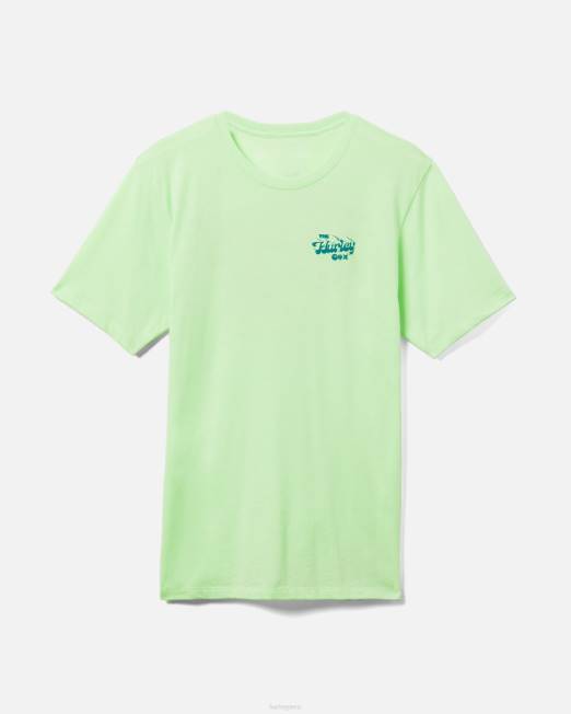 hombres Hurley verde brillante camiseta de manga corta shatki lavada para todos los días ropa 8L2D409