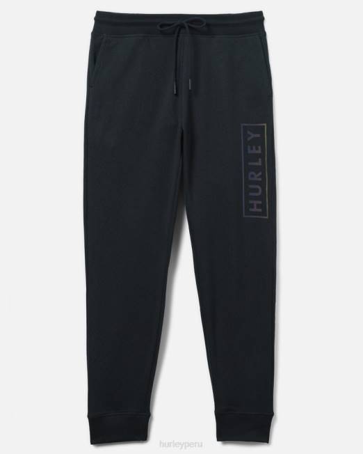hombres Hurley negro Existen joggers de felpa de algodón con logo recuadrado y ajuste relajado ropa 8L2D60