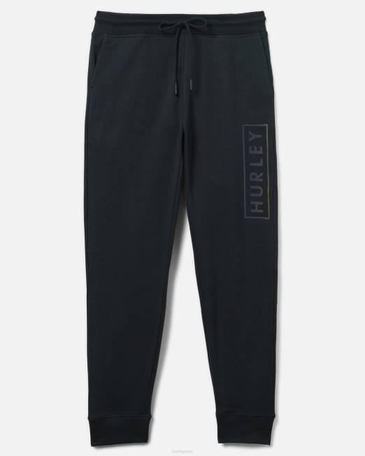 hombres Hurley negro Existen joggers de felpa de algodón con logo recuadrado y ajuste relajado ropa 8L2D60