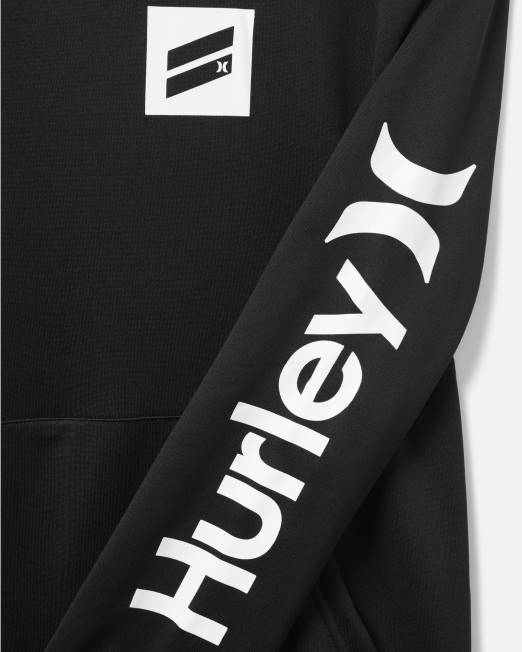 hombres Hurley negro existe bootcamp sudadera con capucha de felpa francesa ropa 8L2D54