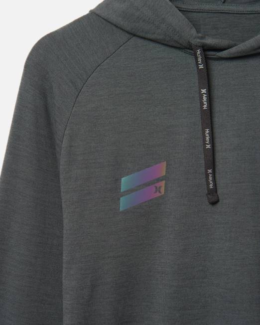 hombres Hurley negro existe camiseta de manga larga con capucha ropa 8L2D321