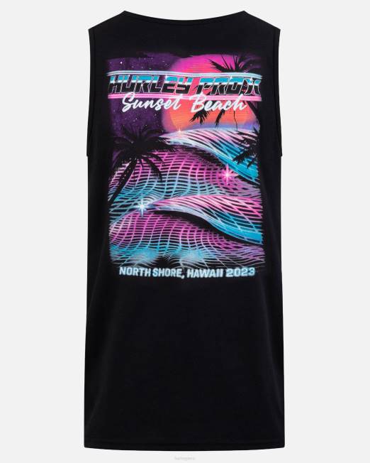 hombres Hurley negro tanque de playa pro sunset ropa 8L2D283