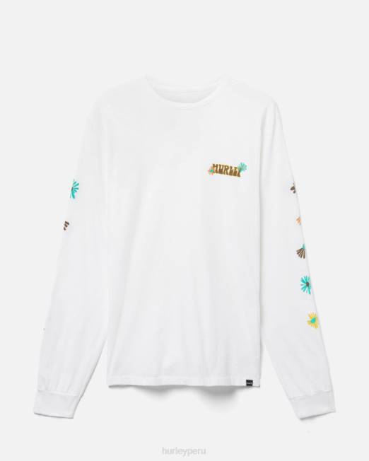 hombres Hurley blanco manga larga sedona todos los días ropa 8L2D323