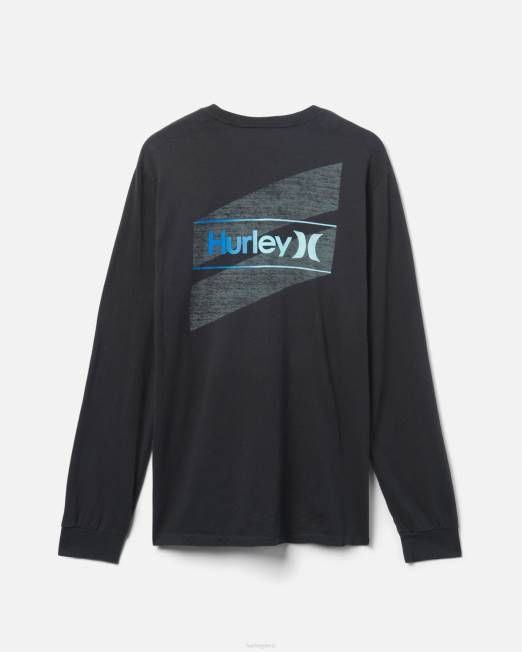 hombres Hurley negro Todos los días, uno y solo manga larga recortada. ropa 8L2D311
