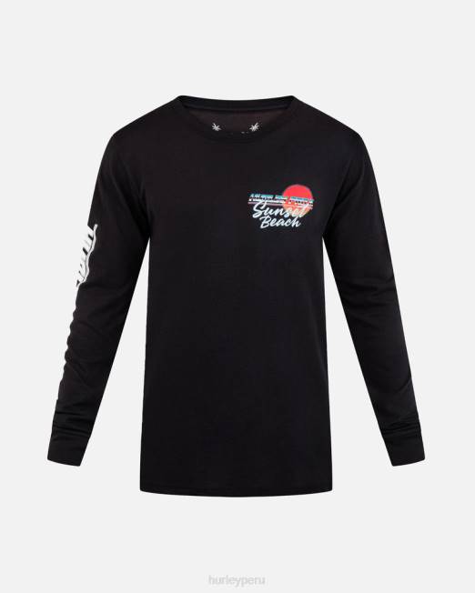 hombres Hurley negro camiseta de manga larga pro sunset beach ropa 8L2D298