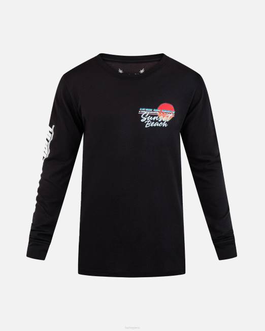hombres Hurley negro camiseta de manga larga pro sunset beach ropa 8L2D298
