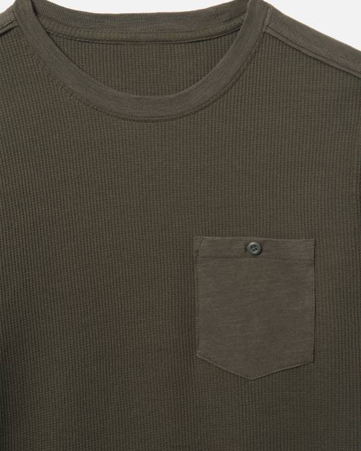 hombres Hurley verde oscuro Felton camiseta térmica manga larga ropa 8L2D388