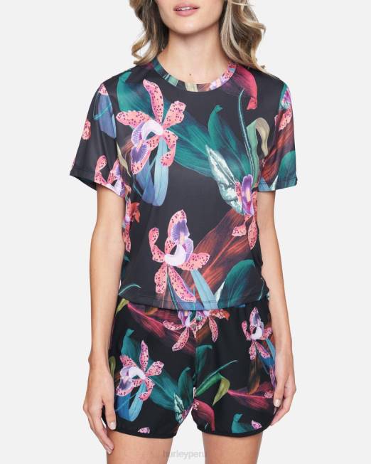 mujer Hurley Orquídea negra top de surf con nudo híbrido para mujer ropa 8L2D548