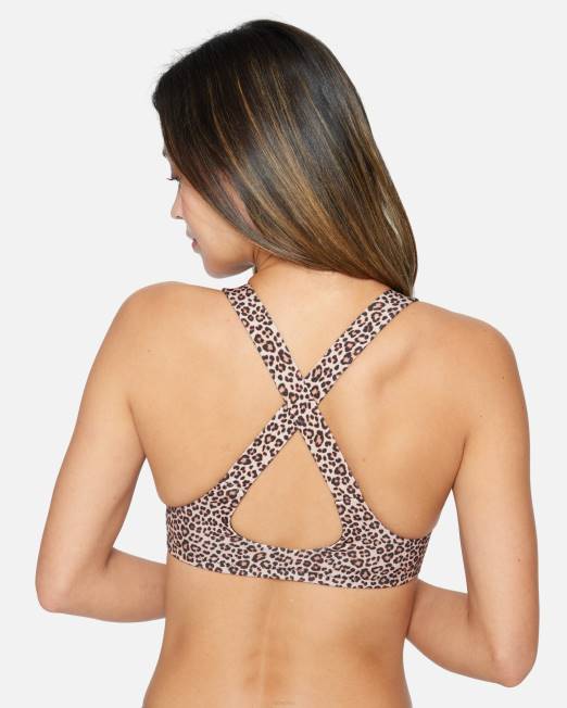 mujer Hurley azúcar morena top con espalda cruzada de leopardo de max ropa 8L2D464