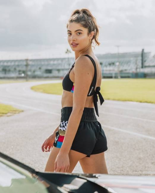 mujer Hurley blanco negro Bañador Nascar color bloqueado de 2,5\" ropa 8L2D499