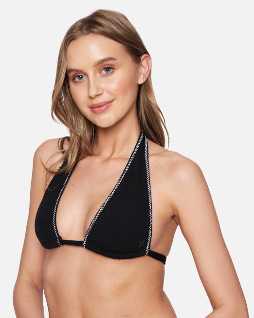 mujer Hurley blanco negro halter costero con lazo suave ropa 8L2D486