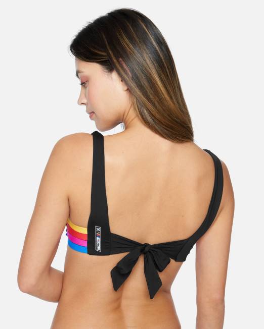 mujer Hurley blanco negro top con escote redondo reversible de nascar ropa 8L2D497