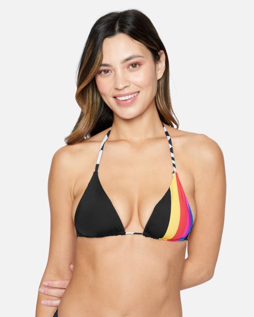 mujer Hurley blanco negro top triangular reversible nascar ropa 8L2D502