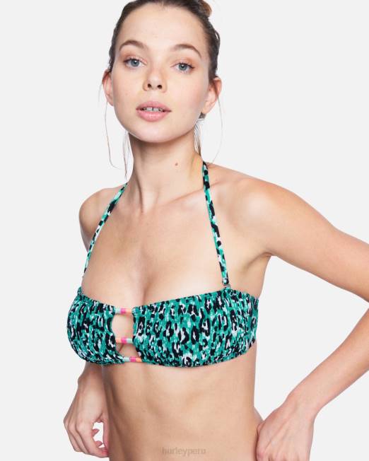 mujer Hurley esmeralda múltiple bandeau fruncido de gato salvaje para mujer ropa 8L2D547