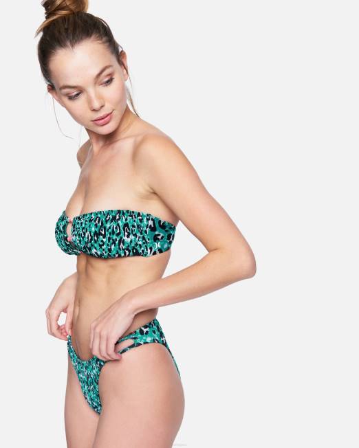 mujer Hurley esmeralda múltiple bandeau fruncido de gato salvaje para mujer ropa 8L2D547