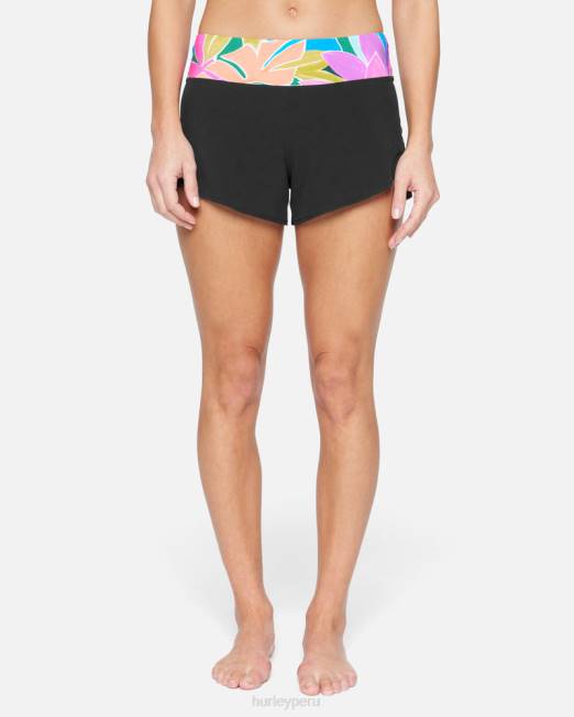 mujer Hurley negro boardshort isla de 2,5" con cintura suave ropa 8L2D485