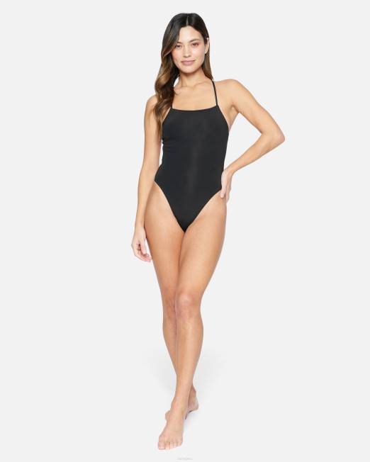 mujer Hurley negro sólido cuello cuadrado moderado una pieza ropa 8L2D480
