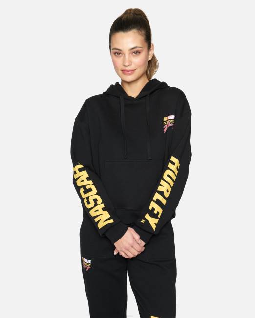 mujer Hurley negro sudadera con capucha de carreras de nascar ropa 8L2D500
