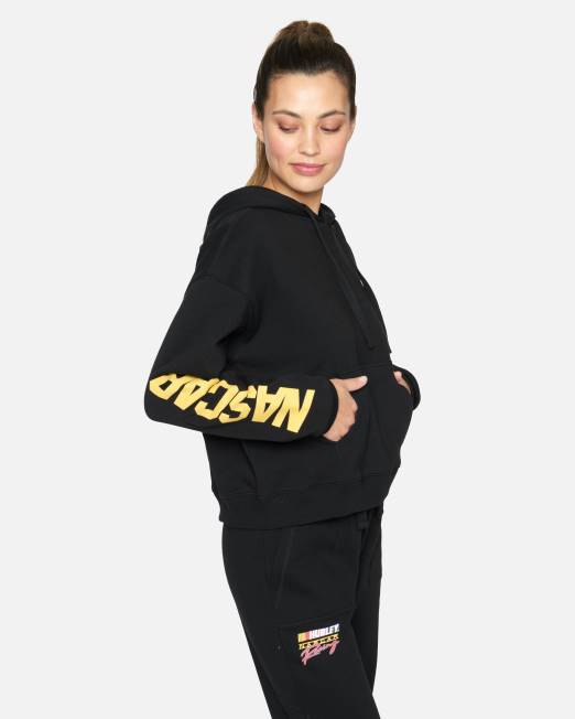 mujer Hurley negro sudadera con capucha de carreras de nascar ropa 8L2D500
