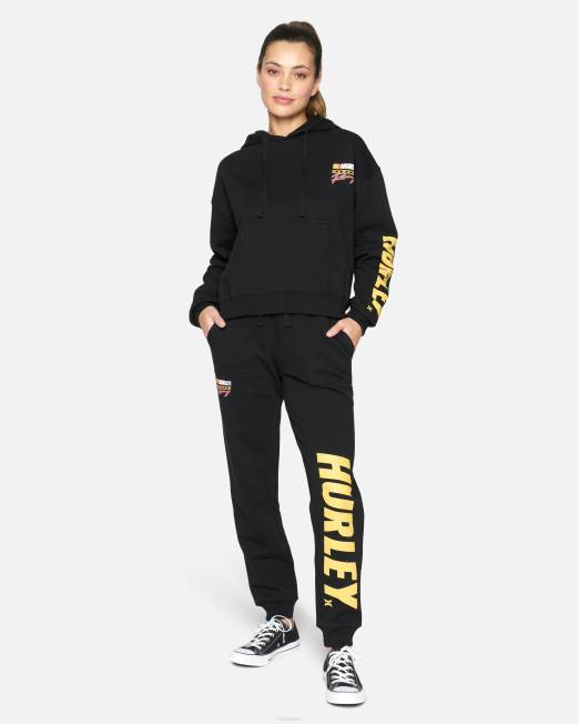 mujer Hurley negro sudadera con capucha de carreras de nascar ropa 8L2D500