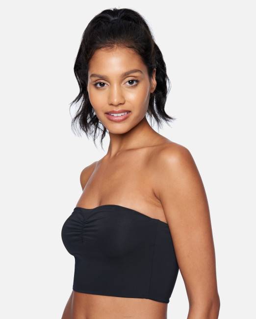 mujer Hurley negro top de bikini de tubo liso ropa 8L2D534