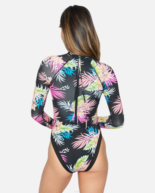 mujer Hurley negro traje de surf hana con canesú cruzado ropa 8L2D477
