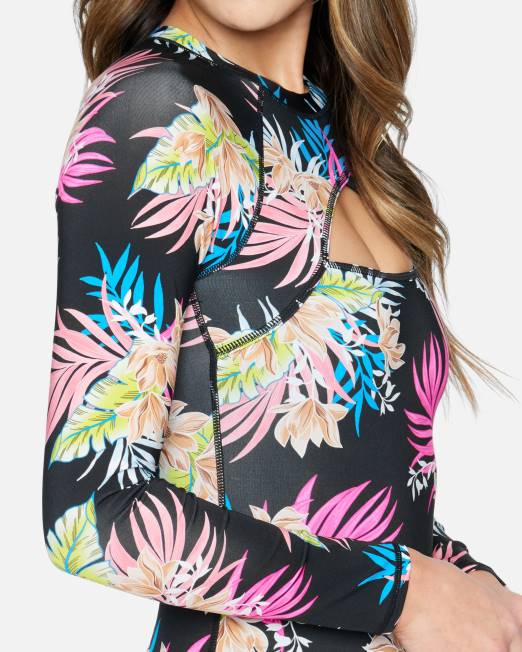 mujer Hurley negro traje de surf hana con canesú cruzado ropa 8L2D477