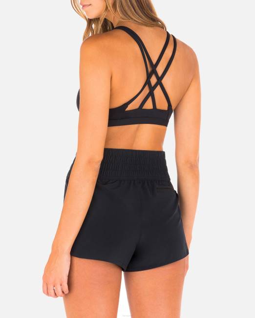mujer Hurley negro x moore aloha bañador sólido de cintura alta de 2,5\" ropa 8L2D540