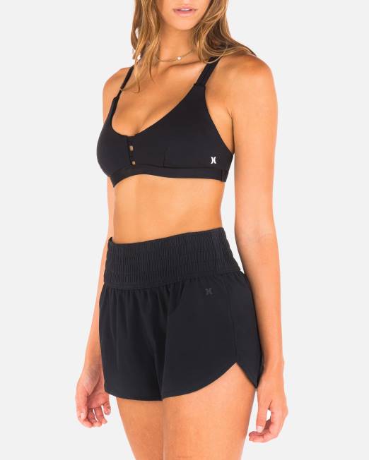 mujer Hurley negro x moore aloha bañador sólido de cintura alta de 2,5\" ropa 8L2D540