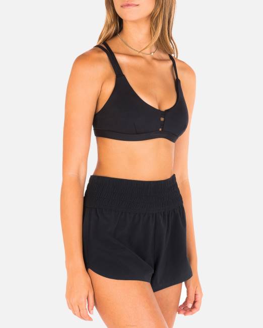 mujer Hurley negro x moore aloha bañador sólido de cintura alta de 2,5\" ropa 8L2D540