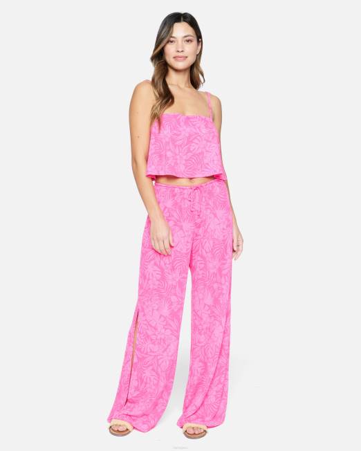 mujer Hurley ponche rosa Camiseta sin mangas con cuello cuadrado Jungle Walk ropa 8L2D470