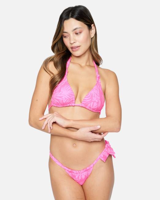 mujer Hurley ponche rosa Jungle Walk atrevido braguita suave con lazo ropa 8L2D463