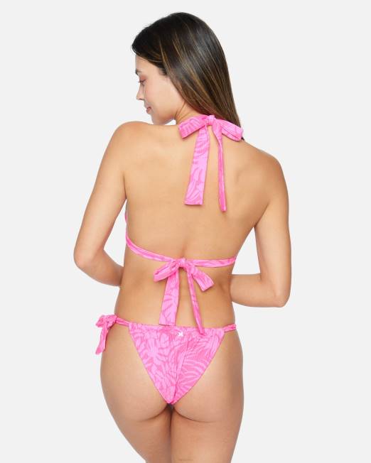 mujer Hurley ponche rosa Jungle Walk atrevido braguita suave con lazo ropa 8L2D463