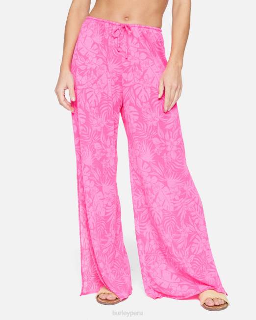 mujer Hurley ponche rosa pantalones con abertura lateral Jungle Walk ropa 8L2D471