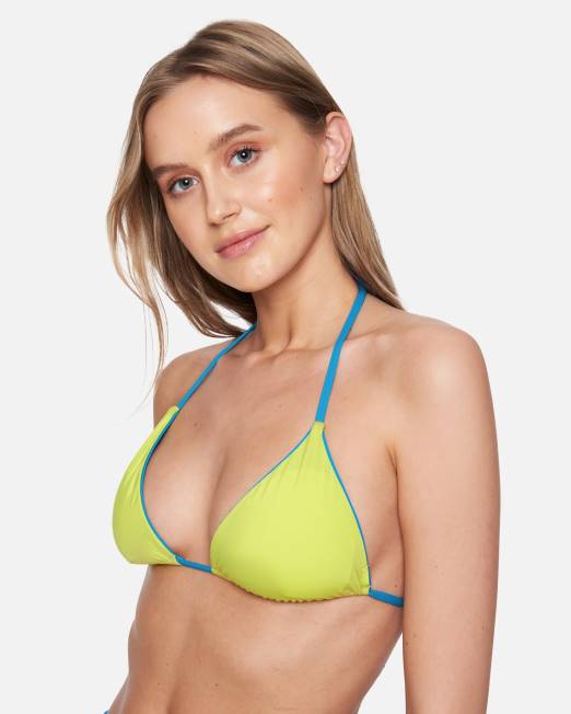 mujer Hurley ritmo azul/lima neón Tri top básico reversible sólido ropa 8L2D467