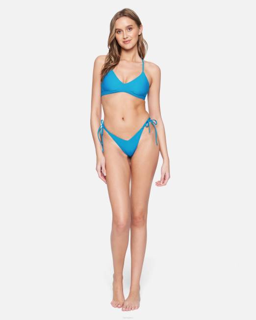 mujer Hurley ritmo azul/lima neón top de bikini liso ajustable ropa 8L2D488