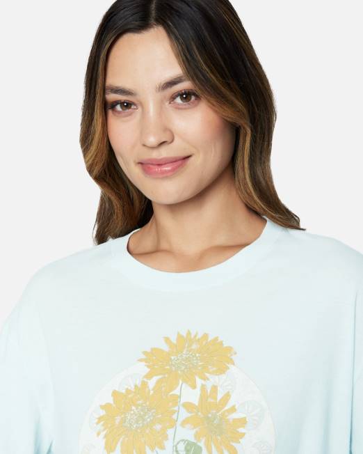 mujer Hurley Plein air Paige camiseta corta estilo boyfriend lavada de manga larga ropa 8L2D554