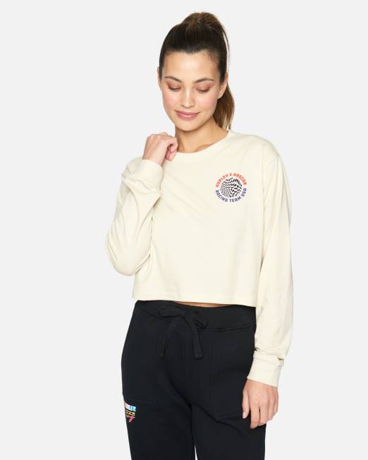 mujer Hurley blanco antiguo Camiseta corta de manga larga del equipo Nascar de EE. UU. ropa 8L2D570