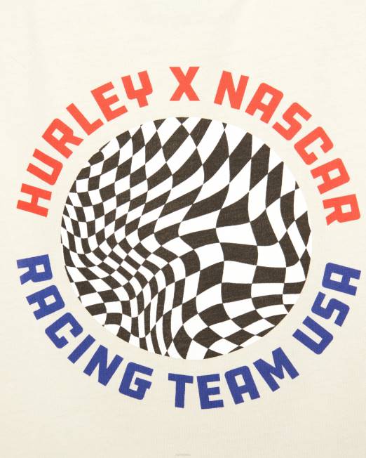 mujer Hurley blanco antiguo Camiseta corta de manga larga del equipo Nascar de EE. UU. ropa 8L2D570