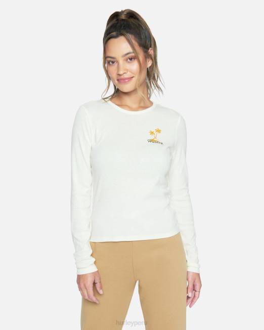 mujer Hurley malvavisco camiseta de canalé de manga larga ropa 8L2D560