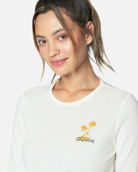 mujer Hurley malvavisco camiseta de canalé de manga larga ropa 8L2D560
